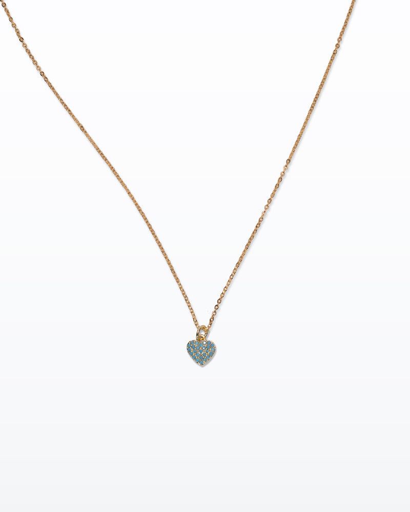 Cuore Turchese – Collana dorata con cuore e cristalli